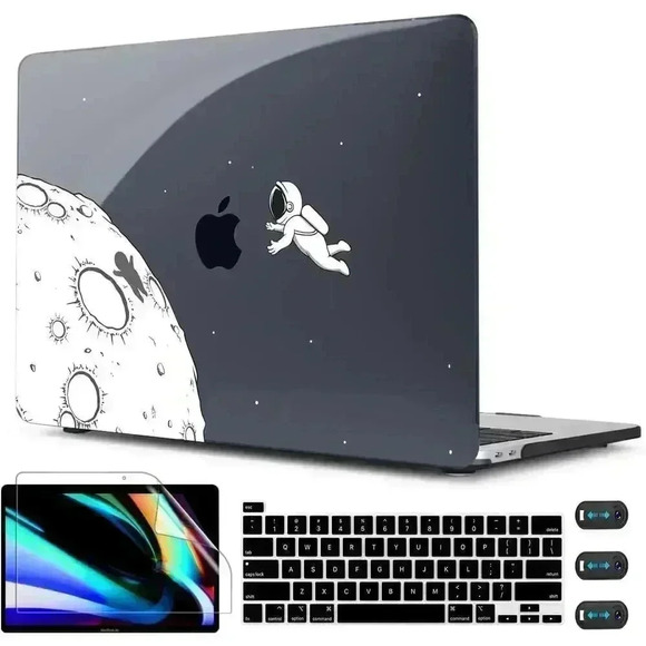 Black Astronaut Case Compatible with MacBook Pro 13 Inch Keyboard & Screen Cover - Picture 1 of 2